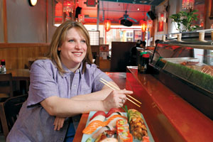 Amy Brandwein of Casa Nonna steps out for sushi at Bonsai. Photo by Jonathan Timmes