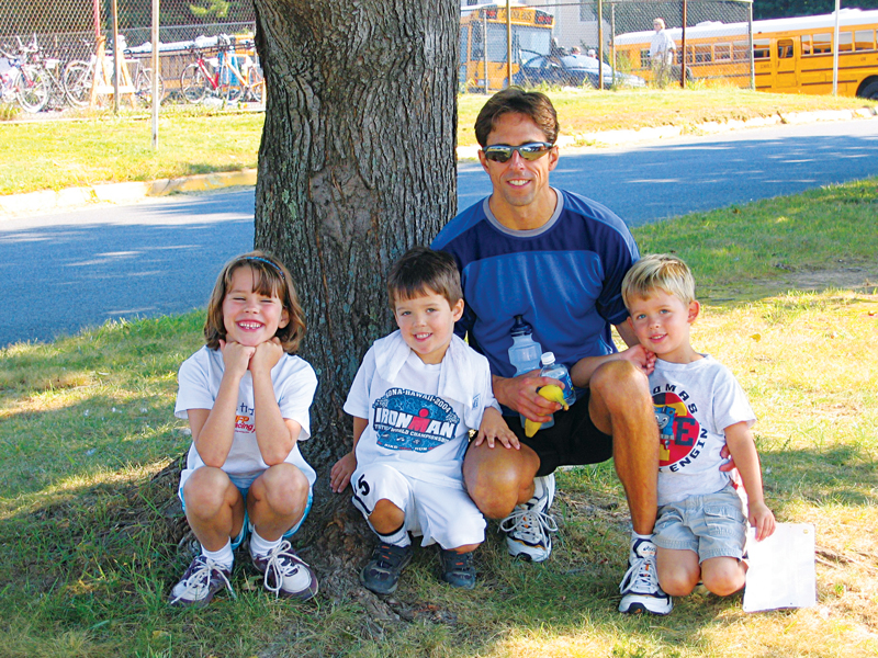 Mark Dickson's kids, Sarah, Tom (center) and Ben are now triathletes in training. Photo courtesy of Mark Dickson